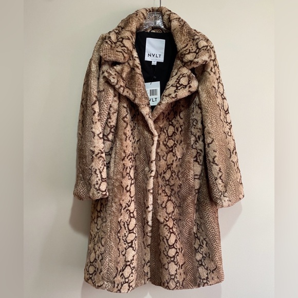 NVLT Python Patterned Bunny Faux Fur Coat - Picture 5 of 7